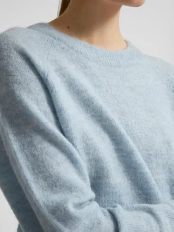 Selected Femme Naisten Neulepaita, Lulu LS Knit O-Neck Vaaleansininen