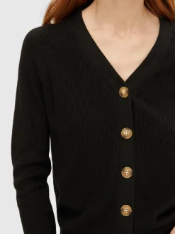 Selected Femme naisten neuletakki, SLFELINNA LS KNIT CARDIGAN Musta