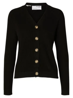 Selected Femme naisten neuletakki, SLFELINNA LS KNIT CARDIGAN Musta