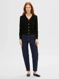 Selected Femme naisten neuletakki, SLFELINNA LS KNIT CARDIGAN Musta