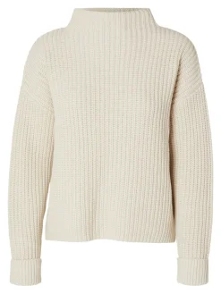 Selected Femme naisten neulepusero SLFSELMA SUS LS KNIT PULLOVER NOOS, Birch