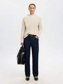 Selected Femme naisten neulepusero SLFSELMA SUS LS KNIT PULLOVER NOOS, Birch