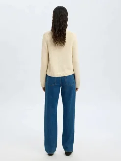 Selected Femme naisten neuletakki, SLFIVY LS KNIT O-NECK CARDIGAN NOOS Luonnonvalkoinen