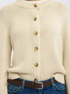 Selected Femme naisten neuletakki, SLFIVY LS KNIT O-NECK CARDIGAN NOOS Luonnonvalkoinen