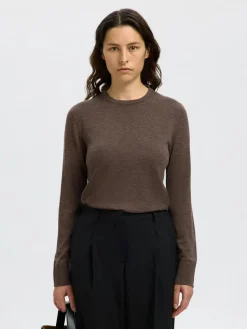 Selected Femme Naisten Neulepaita, Slfthea LS Knit Merino O-Neck Noos Delicioso