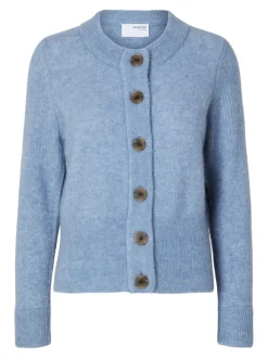 Selected Femme naisten neuletakki, SLFSIA RAS LS KNIT CARDIGAN Vaaleansininen