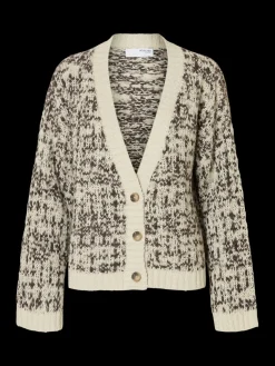 Selected Femme naisten neuletakki, SLFLINDSAY LS KNIT V-NECK CARDIGAN Birch Delicioso