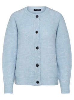 Selected Femme, Naisten Neuletakki, Lulu LS Knit Short Cardigan Vaaleansininen