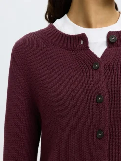 Selected Femme naisten neuletakki, SLFIVY LS KNIT O-NECK CARDIGAN NOOS Viininpunainen