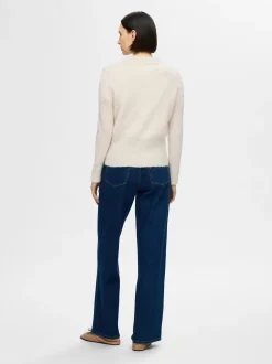 Selected Femme naisten neuletakki, SLFSIA RAS LS KNIT CARDIGAN Luonnonvalkoinen