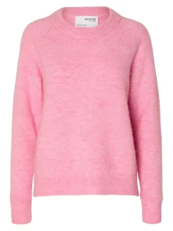 Selected Femme Naisten Neulepaita, Lulu LS Knit O-Neck Vaaleanpunainen
