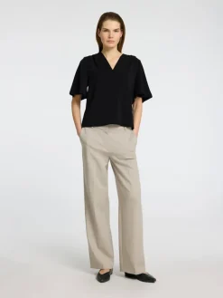 Selected Femme naisten paita, SLFTENNY SS V-NECK TOP Musta