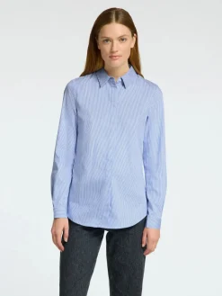 Selected Femme naisten paitapusero SLFROMIE LS STRIPED FITTED SHIRT, Bright White