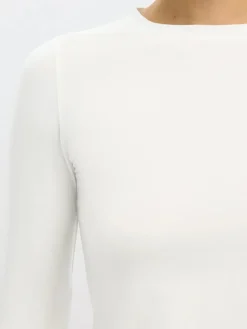 Selected Femme naisten paita SLFMANJA LS O-NECK NOOS, Snow White