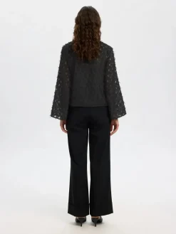 Selected Femme naisten paita, SLFMARION LS BOAT NECK TOP B Black