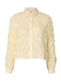 Selected Femme naisten paitapusero SLFMYLINE LS FLUFFY CROPPED SHIRT B, Angora