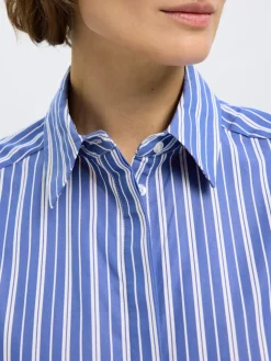 Selected Femme naisten paita, SLFFIA 2/4 CROPPED STRIPED SHIRT Raidallinen Sininen