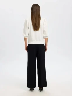 Selected Femme Naisten Pusero, SLFTENNY 3/4 SWEAT TOP NOOS Snow White