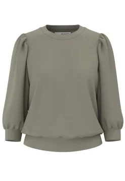 Selected Femme Naisten Pusero, SLFTENNY 3/4 SWEAT TOP NOOS Khaki