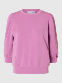 Selected Femme Naisten Pusero, SLFTENNY 3/4 SWEAT TOP NOOS Vadelma