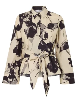 Selected Femme naisten pusero, SLFAVIANA LS AOP WRAP TOP Valkopohjainen Kuosi