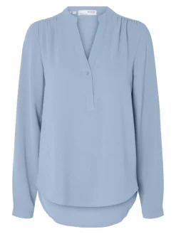Selected Femme Naisten Pusero, SLFMIVIA LS TOP B Vaaleansininen