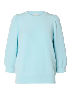 Selected Femme Naisten Pusero SLFTENNY 3/4 SWEAT TOP NOOS, Blue Glow