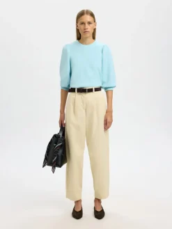 Selected Femme Naisten Pusero SLFTENNY 3/4 SWEAT TOP NOOS, Blue Glow