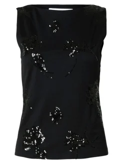 Selected Femme naisten toppi, SLFMALLI SL APPLIQUE TOP Musta