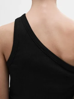 Selected Femme Naisten Toppi, SLFANNA ONE SHOULDER TOP Musta