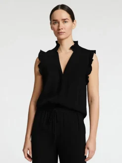 Selected Femme naisten toppi, SLFVIVA SL RUFFLE TOP Musta