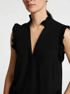 Selected Femme naisten toppi, SLFVIVA SL RUFFLE TOP Musta