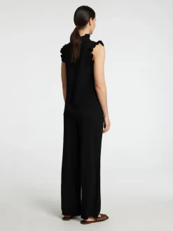 Selected Femme naisten toppi, SLFVIVA SL RUFFLE TOP Musta