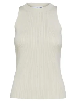 Selected Femme Naisten Toppi, SLFOLINA SL KNIT TOP Luonnonvalkoinen