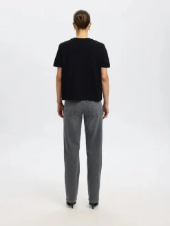 Selected Femme Naisten T-Paita, SLFESSENTIAL SS BOXY TEE NOOS Black