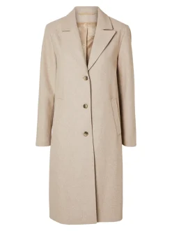 Selected Femme naisten villakangastakki, SLFNEW ALMA WOOL COAT Vaalea Beige