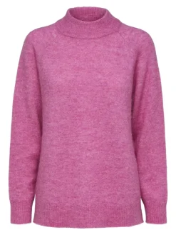 Selected Femme Naisten Villapaita SLFLULU LS KNIT HIGH NECK NOOS Pinkki