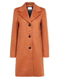 Selected Femme Naisten Villakangastakki, New Sasja Wool Coat Poltettu Oranssi