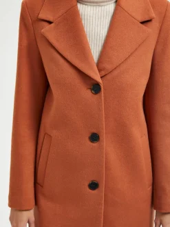 Selected Femme Naisten Villakangastakki, New Sasja Wool Coat Poltettu Oranssi