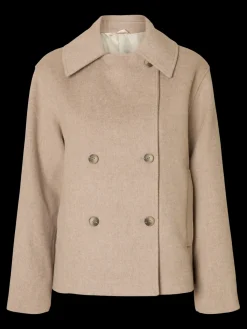 Selected Femme naisten villakangastakki, SLFALMA LANO JACKET Sandshell Melange