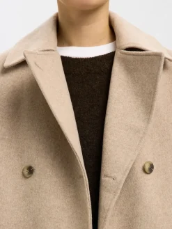 Selected Femme naisten villakangastakki, SLFALMA LANO JACKET Sandshell Melange