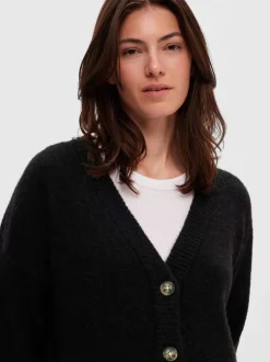 Selected Femme neuletakki, SLFMALINE LS KNIT LONG Musta