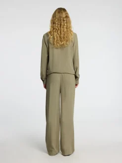 Selected Femme pellavahousut, SLFVIVA-GULIA MW LONG LINEN PANT NOOS Khaki