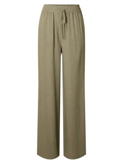 Selected Femme pellavahousut, SLFVIVA-GULIA MW LONG LINEN PANT NOOS Khaki