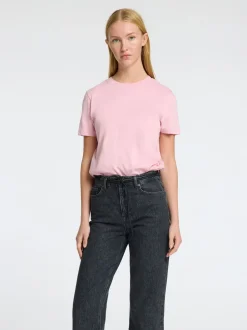 Selected Femme t-paita, SLFMYESSENTIAL SS O-NECK TEE Vaaleanpunainen