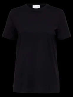 Selected Femme t-paita, SLFMYESSENTIAL SS O-NECK TEE Black