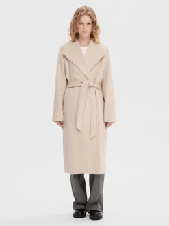 Selected Femme Villakangastakki, SLFROSA WOOL COAT Luonnonvalkoinen