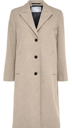 Selected Femme Villakangastakki, SLFALMA WOOL COAT Luonnonvalkoinen