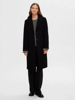 Selected Femme Villakangastakki, SLFALMA WOOL COAT Musta