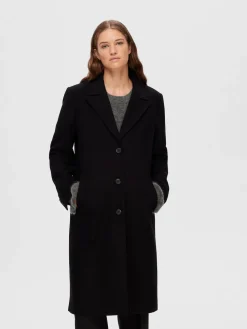 Selected Femme Villakangastakki, SLFALMA WOOL COAT Musta